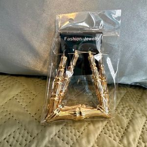 Giant Gold Bamboo Joint Shaped Hoop Dangle/Drop Earrings for Party